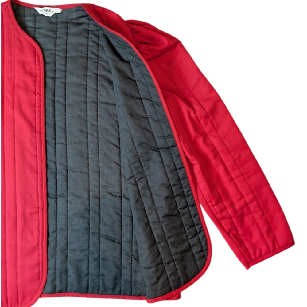 Lonquil Red Quilted Blazer Women's Size 18 Vintage - Picture 6 of 13